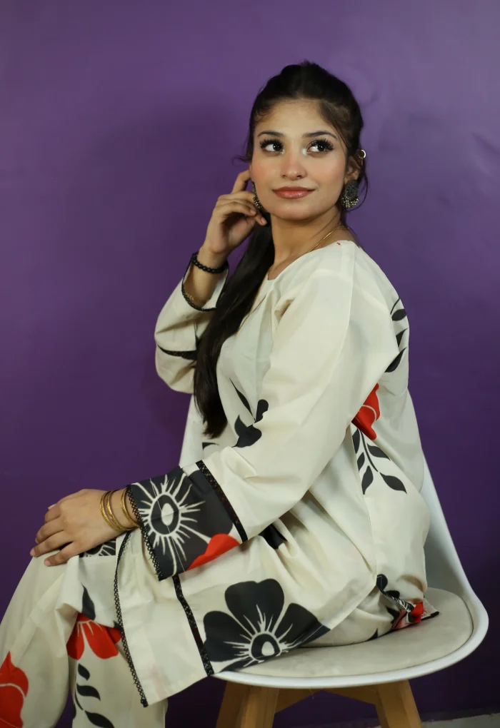 Skin Tone with Black & Red Floral